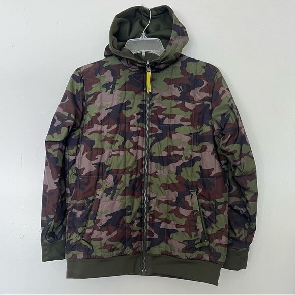 North Face Reversible Puffer Jacket Boys Large 14-16 Camo Insulated Quilted Coat - Picture 6 of 13